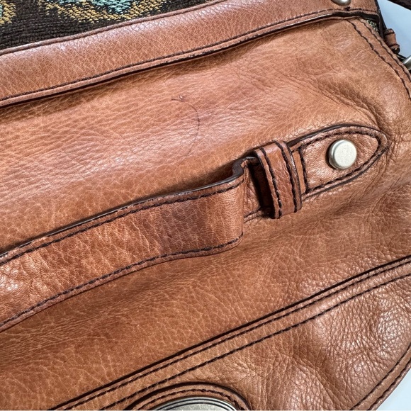 Fossil Boho Tapestry Maddox Distressed Crossbody Bag Satchel Briefcase Saddlebag - Picture 11 of 16